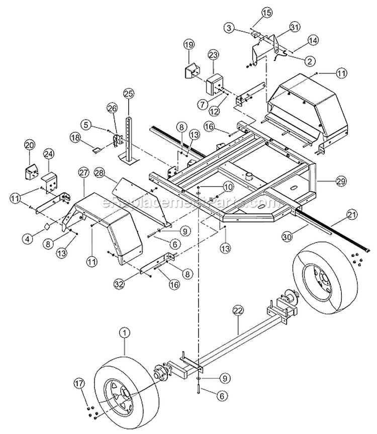 Frame - Non-Ce Compliant (A) Diagram and Parts List for CH8720IH 5VJAA0016AW002730 Bear Cat Chipper Shredder